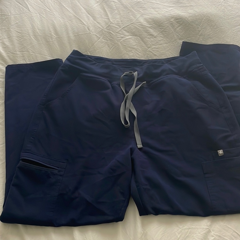FIGS Yola 2.0 high-waist skinny scrub pants large petite in navy